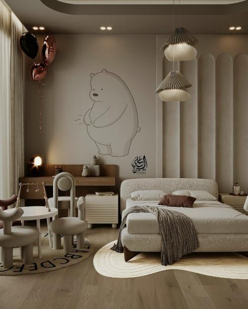 Вариант уютного детского пространства, в котором всё создано для ощущения тепла, спокойствия и безопасности. 01