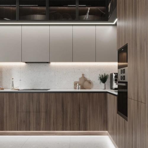 Кухня - гостиная и коридор в одном стиле. 01