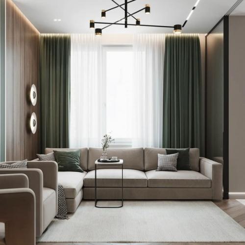 Кухня - гостиная и коридор в одном стиле. 07