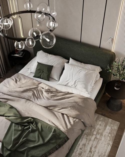 Светлая спальня в стиле - минимализм.