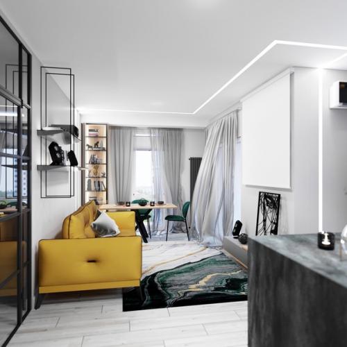 Кухня - гостиная с яркими акцентами. 03