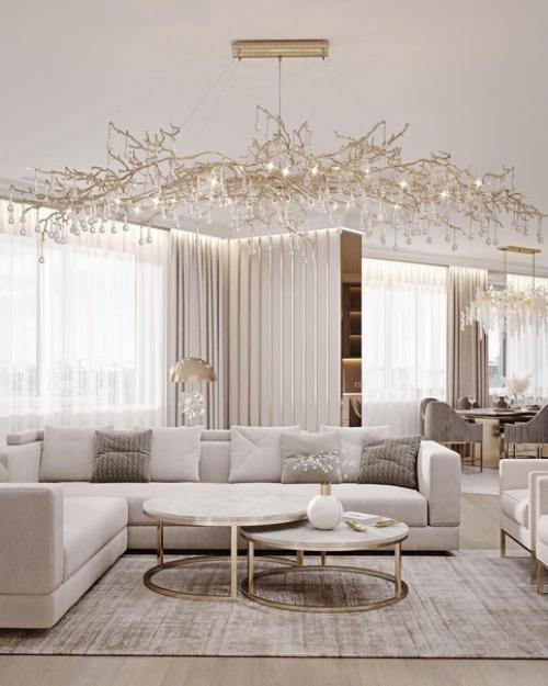 Шикарная светлая кухня - гостиная. 04