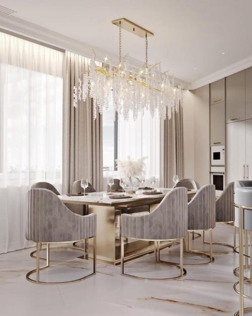 Шикарная светлая кухня - гостиная. 06