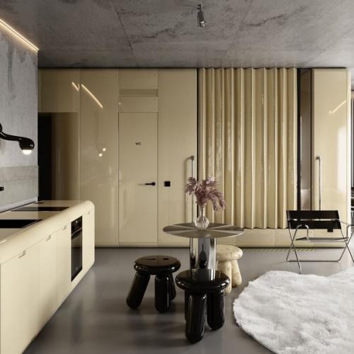 Ретрофутуризм - стал источником вдохновения для создания интерьера. 03