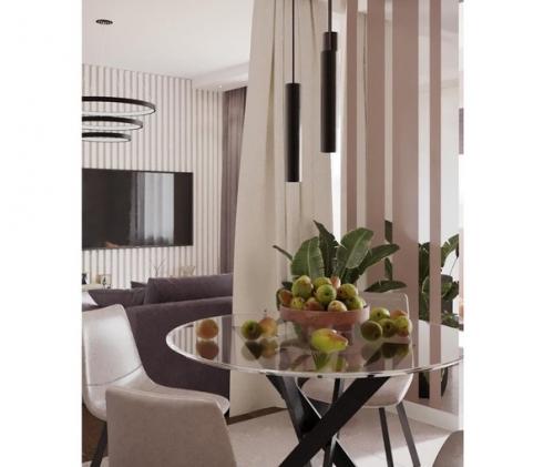 Светлая и спокойная зона кухни и утеплённой лоджии в совмещённой кухне - гостиной. 01