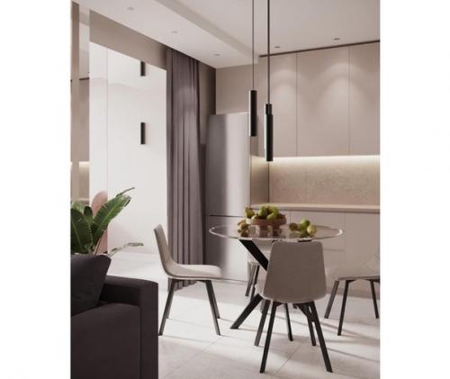 Светлая и спокойная зона кухни и утеплённой лоджии в совмещённой кухне - гостиной. 05