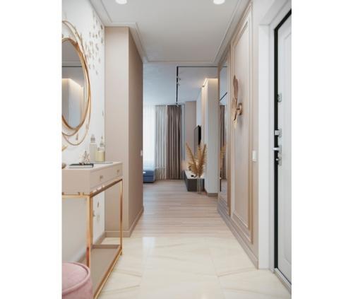 Легкий, стильный интерьер в современном стиле.