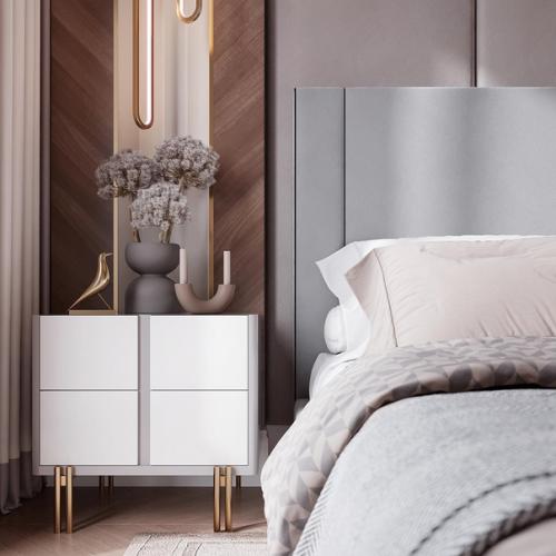 Стильная спальня.  Как богато и красиво смотрятся бежевые цвета в интерьере.