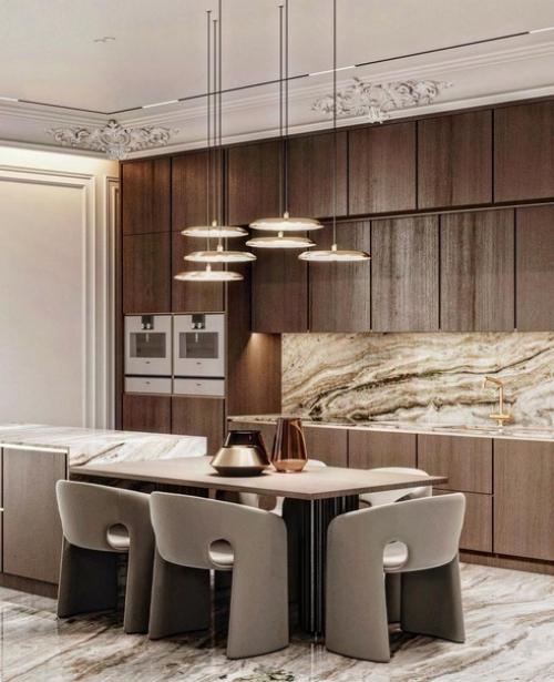 Холл и кухня - гостиная в загородном доме. 06