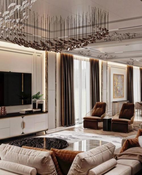 Холл и кухня - гостиная в загородном доме. 03