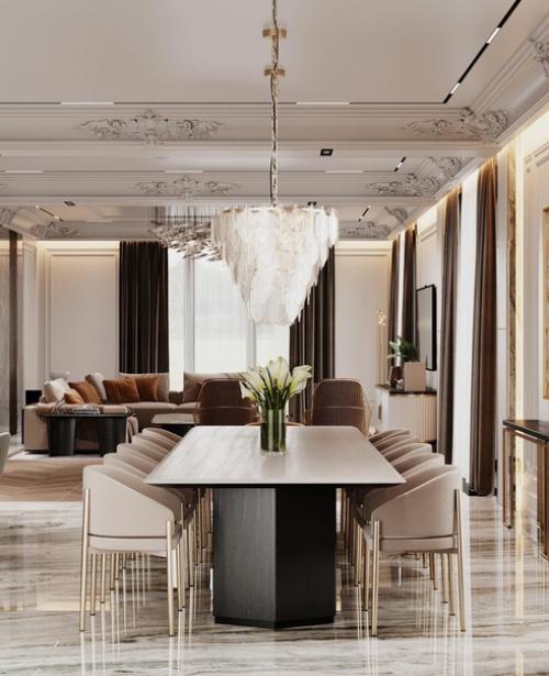 Холл и кухня - гостиная в загородном доме. 04