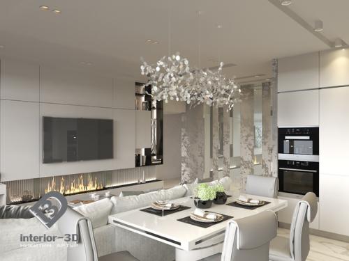 Проект кухни - гостиной в квартире, в ЖК Бутово - Парк. 02