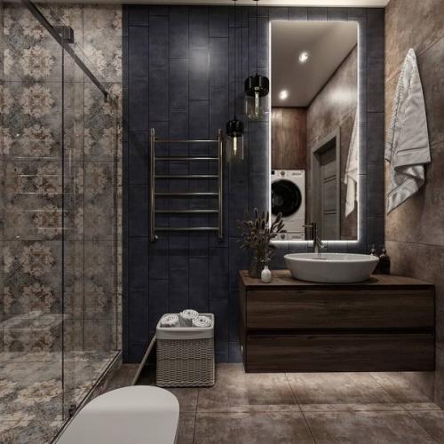 Модный дизайн санузла, площадью 5. 6 кв.