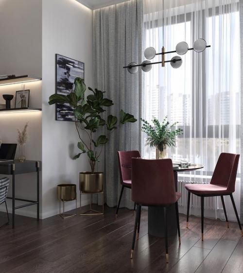 Кухня - гостиная в этом интерьере разбита на четыре зоны: зона готовки, обеденная группа, место для работы и уголок для отдыха. 04