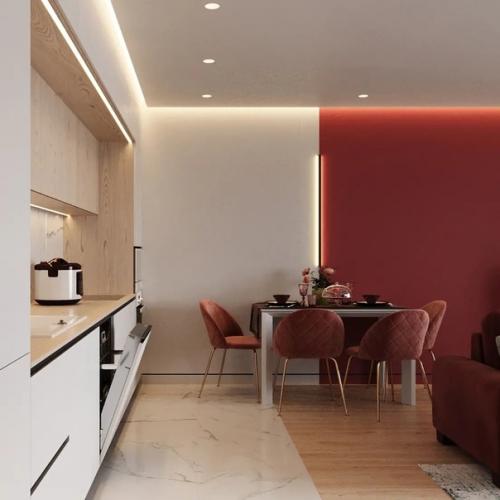 Кухня - гостиная и коридор из одного проекта. 02