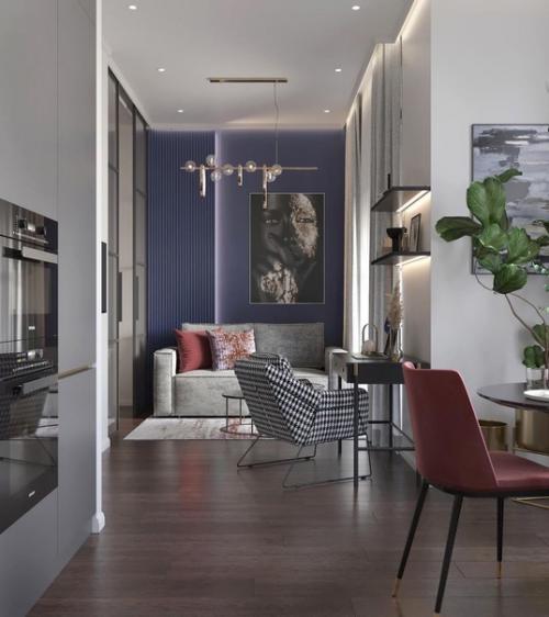 Кухня - гостиная в этом интерьере разбита на четыре зоны: зона готовки, обеденная группа, место для работы и уголок для отдыха. 05