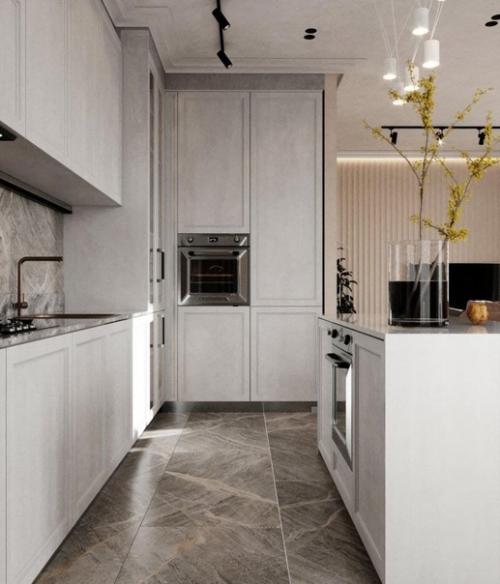 Кухня - гостиная в бежевых тонах!