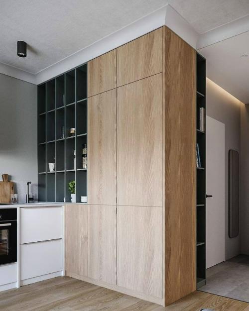 Нейтральные тона в интерьере однокомнатной квартиры создают ощущение спокойствия, лёгкости и визуального порядка. 01