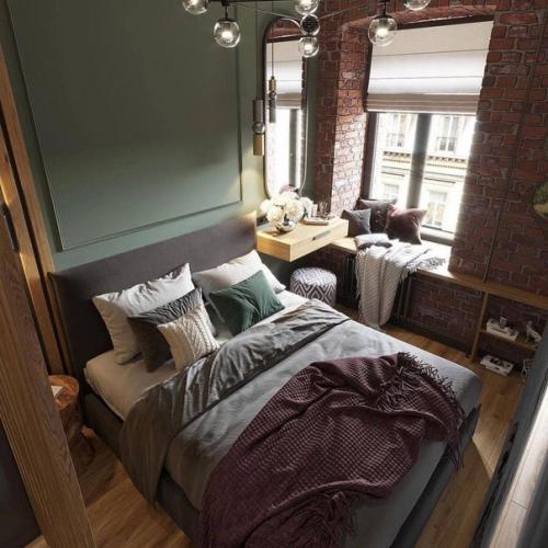 Спальня в квартире в стиле лофт.