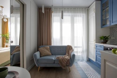 Двухкомнатная квартира с голубыми и бежевыми акцентами. 05