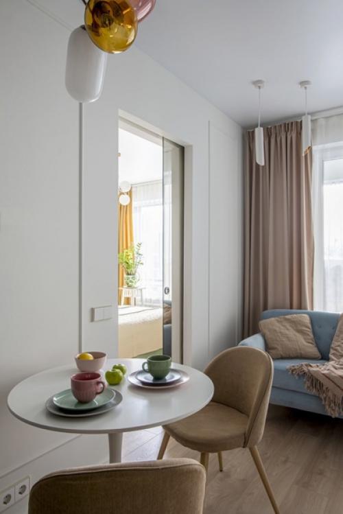 Двухкомнатная квартира с голубыми и бежевыми акцентами. 07