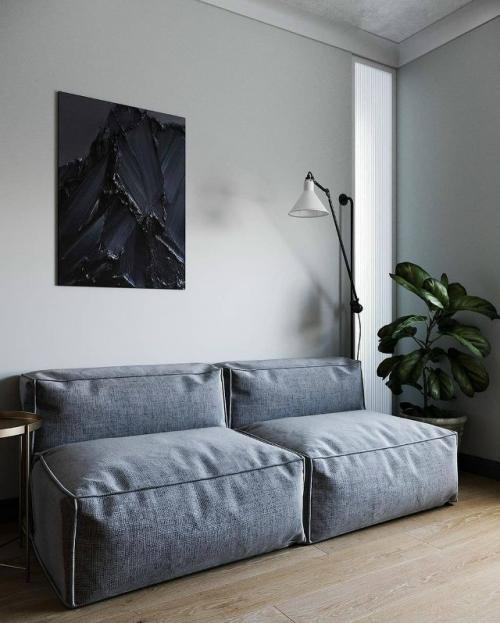 Нейтральные тона в интерьере однокомнатной квартиры создают ощущение спокойствия, лёгкости и визуального порядка. 02