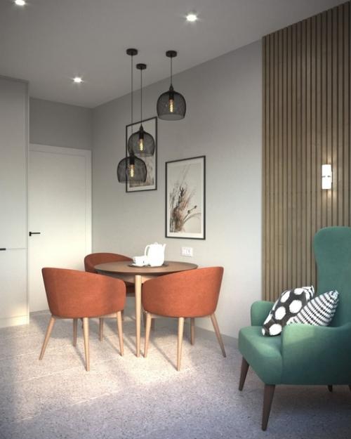 Кухню в довольно смелых цветовых сочетаниях. 04