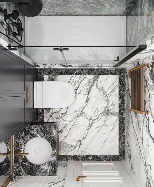 Отделка ванной под мрамор - актуальное и стильное решение в дизайне интерьера. 04