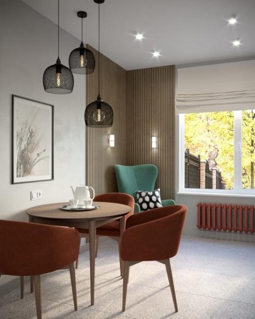 Кухню в довольно смелых цветовых сочетаниях. 03