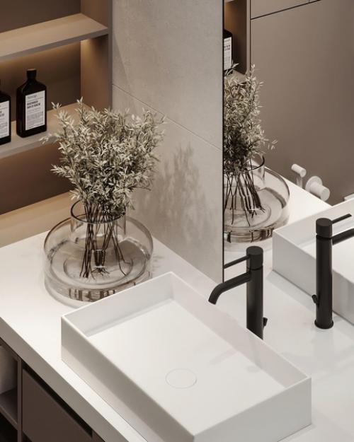 Стильный санузел с высокими потолками. 03