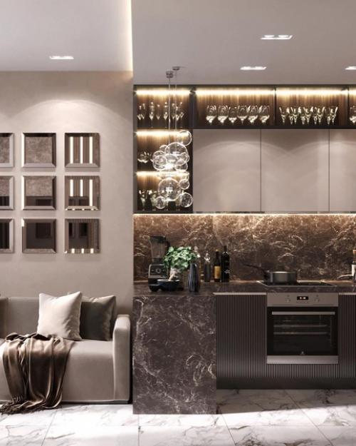 Кухня - гостиная на контрасте. 03