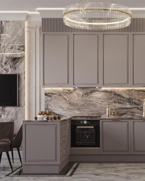 Кухня - гостиная: вид на кухонную и обеденную зону. 04