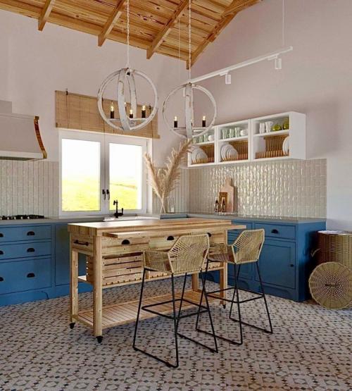 Красивая кухня - гостиная в проекте загородного дома. 07