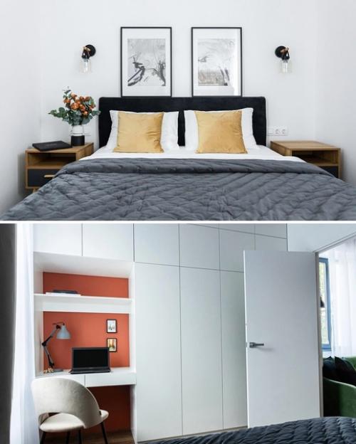 Мне кажется спальне белый не подходит и коврика мягкого нет под ногами. 07