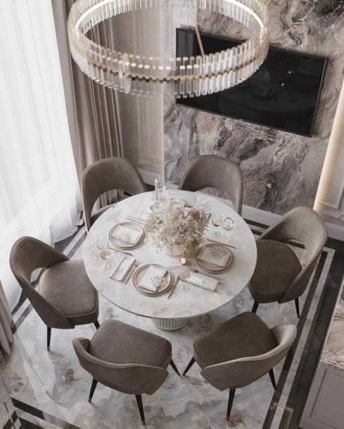 Кухня - гостиная: вид на кухонную и обеденную зону. 03