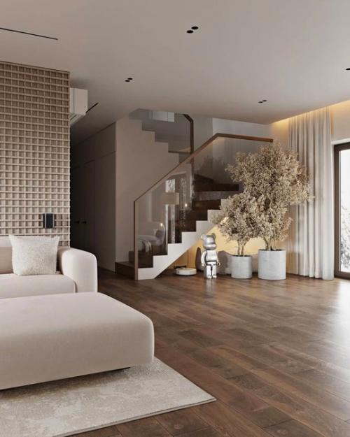 Этот интерьер - пример того, как сдержанная палитра может создать по-настоящему тёплую и уютную атмосферу. 03