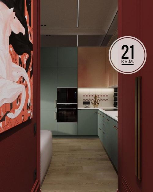 Кухня - гостиная, общая площадь 21, 12 кв.