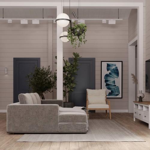 Теплый и уютный интерьер загородного дома. 02