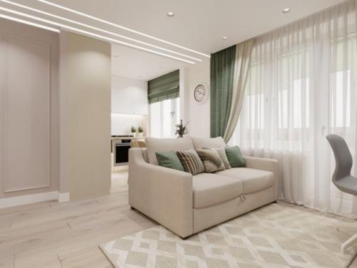 Эта 1-комнатная квартира - прекрасный пример того, как даже небольшое пространство может выглядеть стильно, изящно и легко. 05