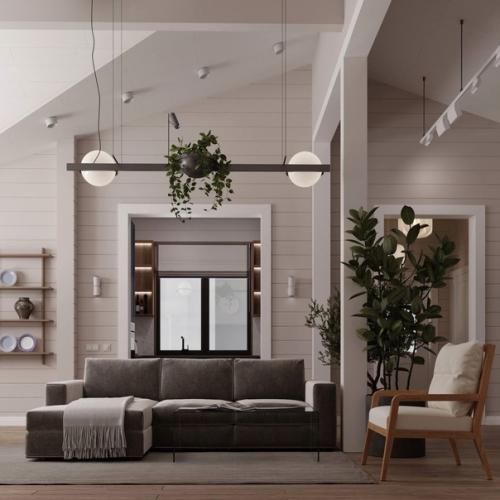 Теплый и уютный интерьер загородного дома.