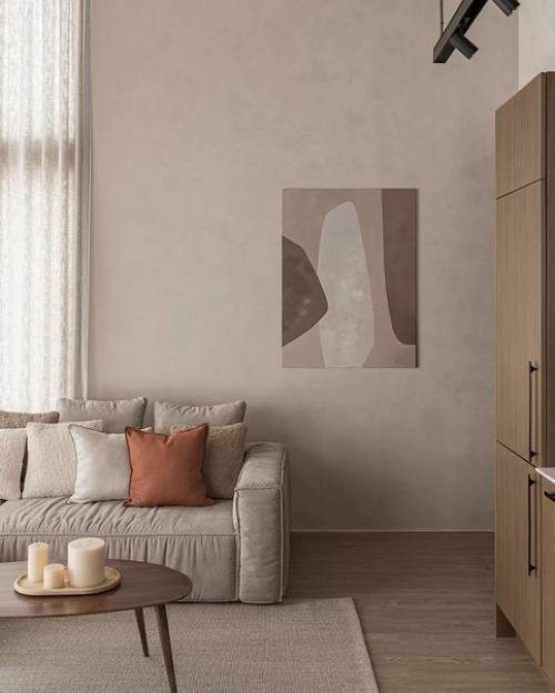 Светлая цветовая гамма добавляет воздуха, разнообразие материалов и фактур визуально увеличивает объем. 02