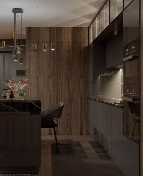 Интерьер в шоколадных оттенках.