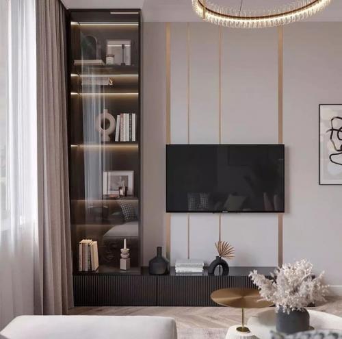 Кухня - гостиная в пудровых оттенках. 02