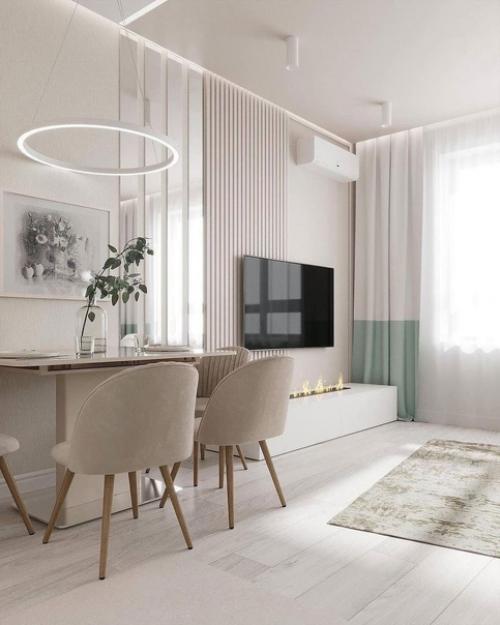 Кухня - гостиная в светлых тонах. 04