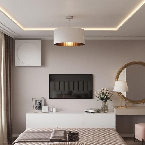 Зеркала по бокам от изголовья зрительной увеличивают комнату, при этом, являются элементами декора. 03