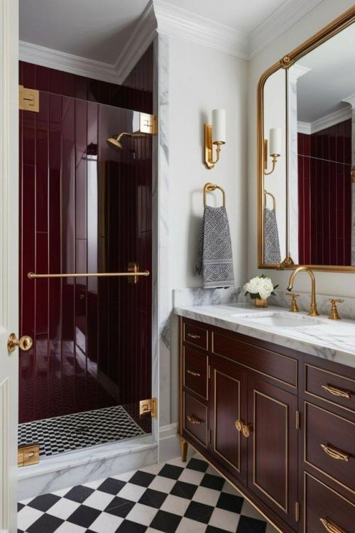 Бургунди в дизайне ванной комнаты - это выбор для тех, кто хочет добавить интерьеру глубину, элегантность и ощущение роскоши. 01