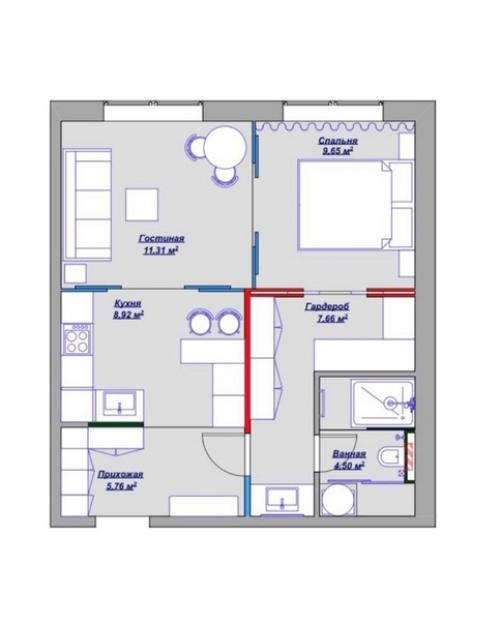 Квартира, общей площадью - 47, 8 кв. 09