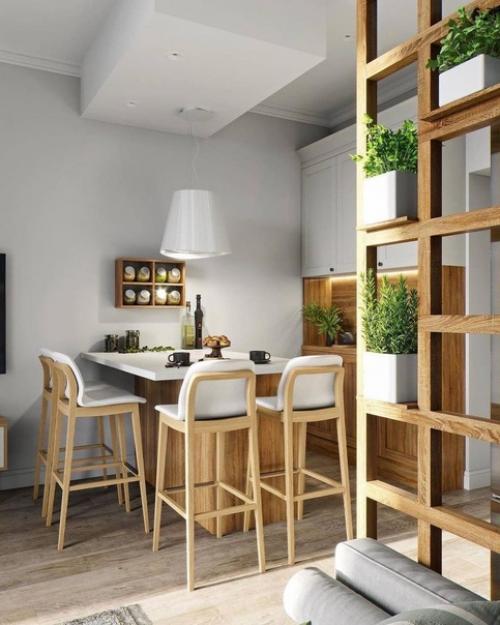 Кухня - гостиная в скандинавском стиле. 01