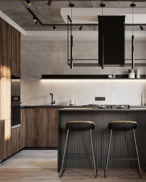 Брутальная кухня - гостиная. 01