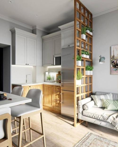 Кухня - гостиная в скандинавском стиле. 02